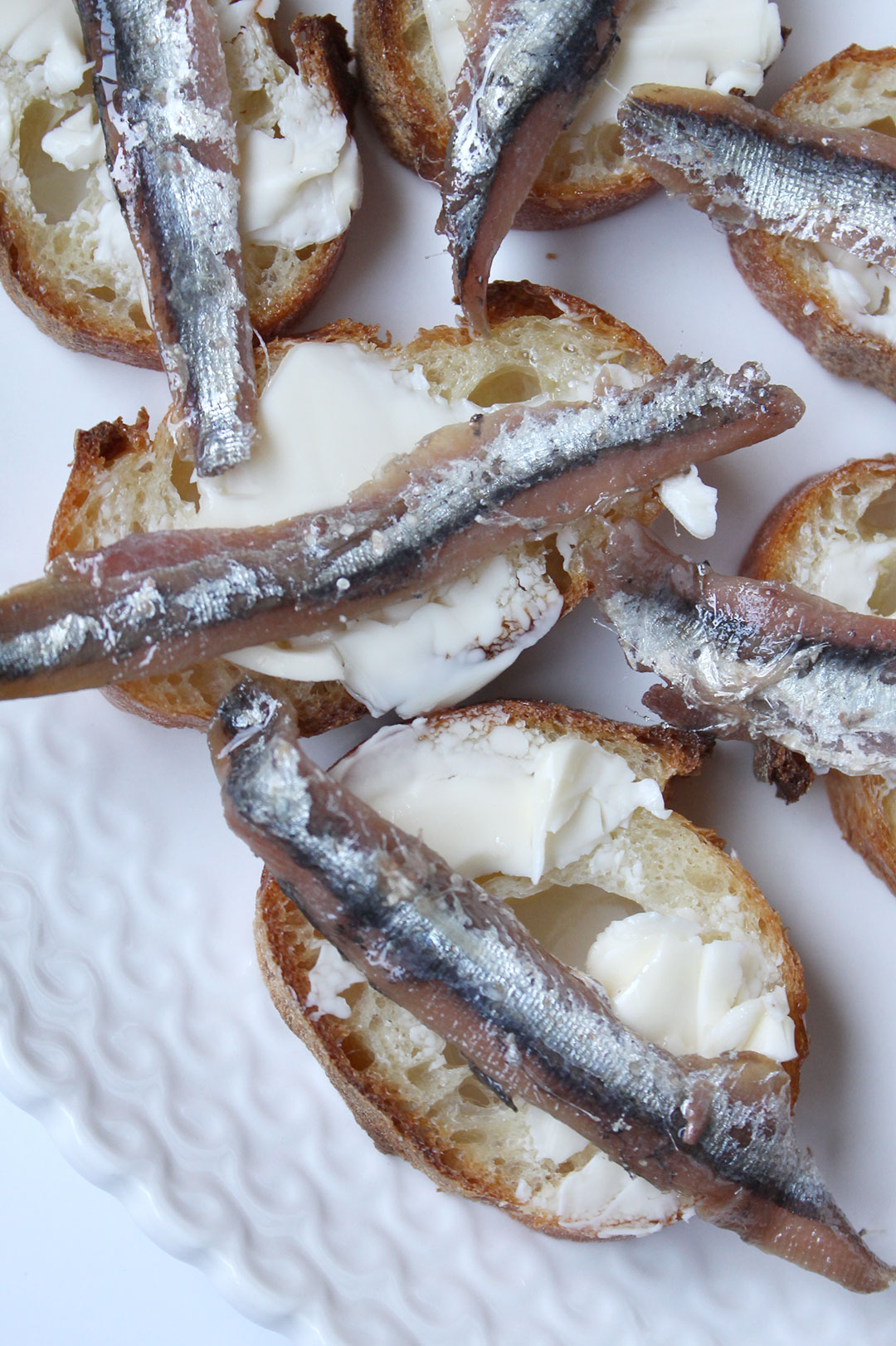 IASA anchovies with butter crostini